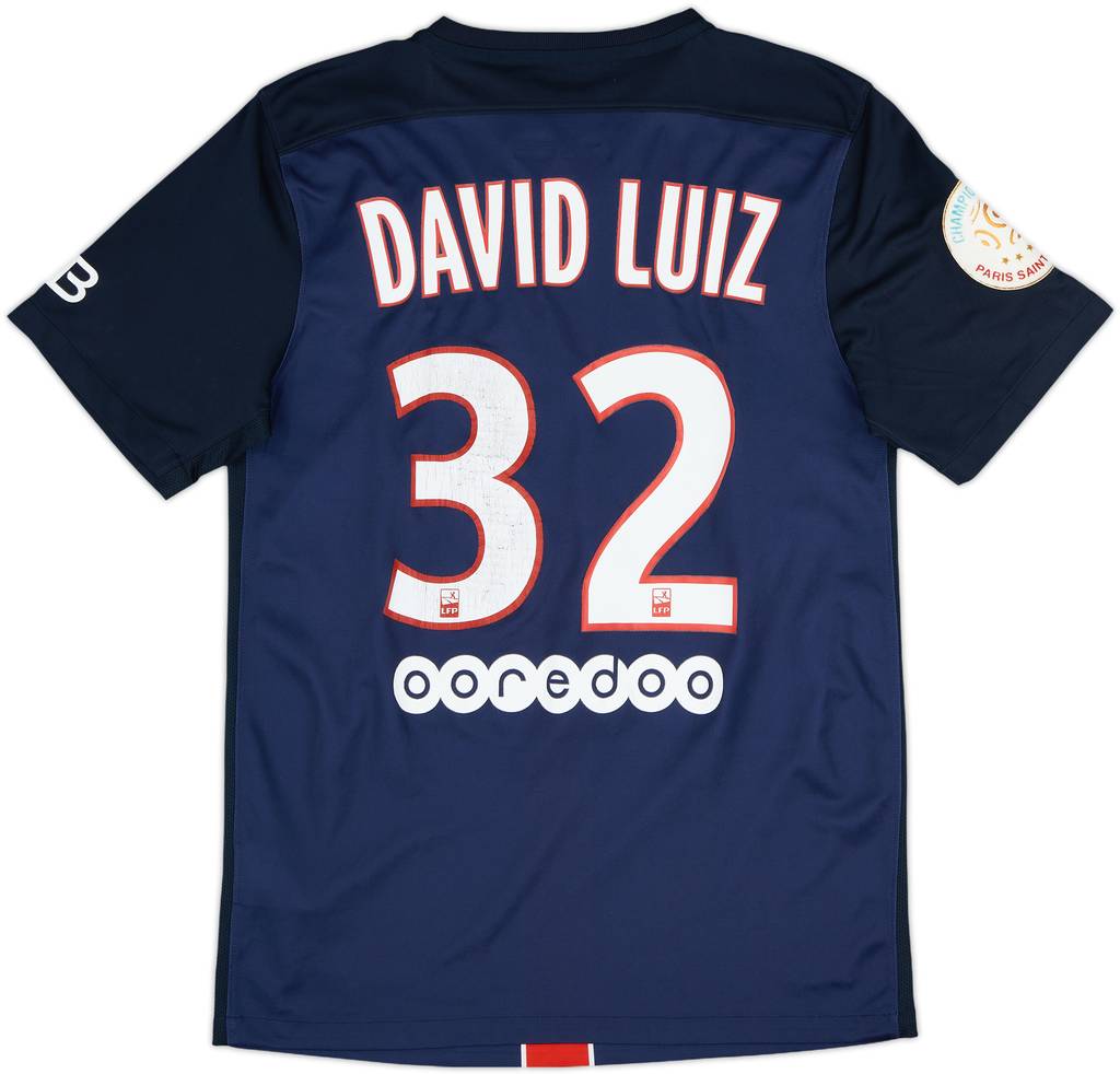 2015-16 Paris Saint-Germain Home Shirt David Luiz #32 - 5/10 - (S)