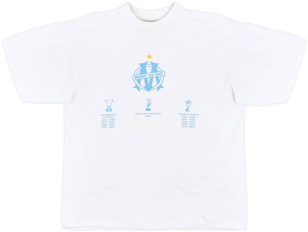 1993-94 Olympique Marseille adidas Cotton Tee - 7/10 - (S)