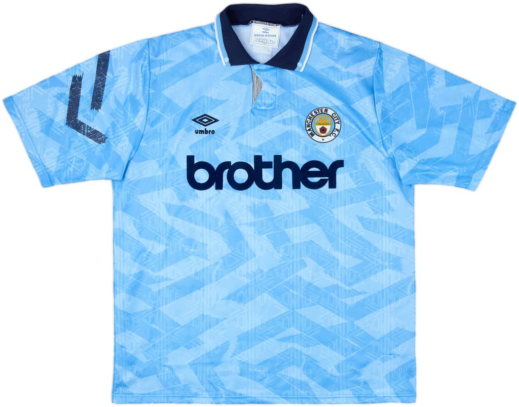 1991-93 Manchester City Home Shirt - 8/10 - (XL)