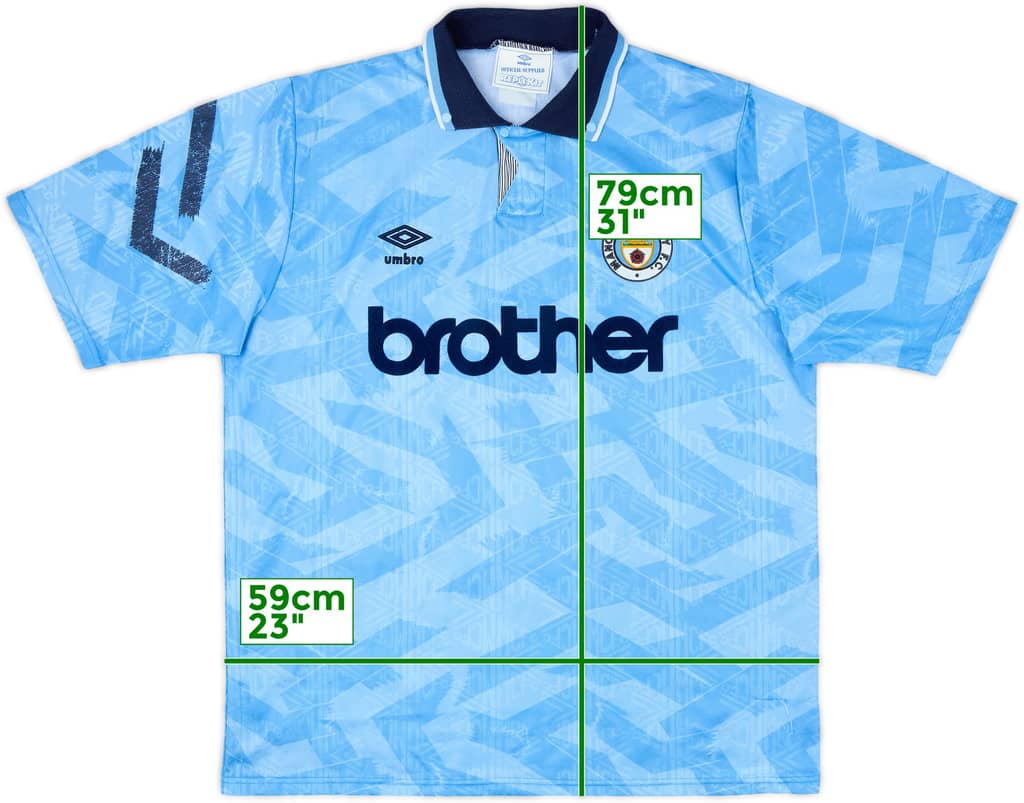 1991-93 Manchester City Home Shirt - 8/10 - (XL)