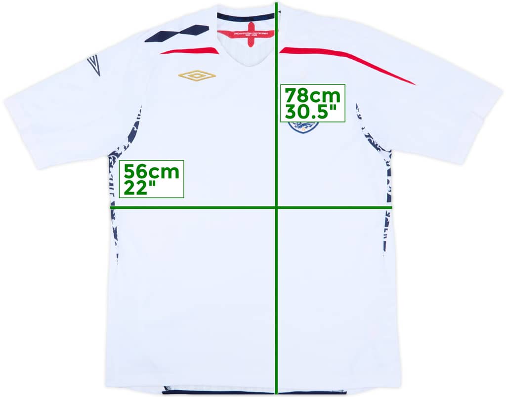 2007-09 England Home Shirt - 5/10 - (XL)