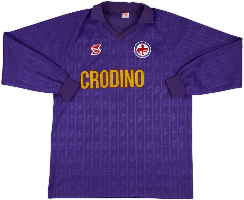 1988-89 Fiorentina Match Issue Home L/S Shirt #4