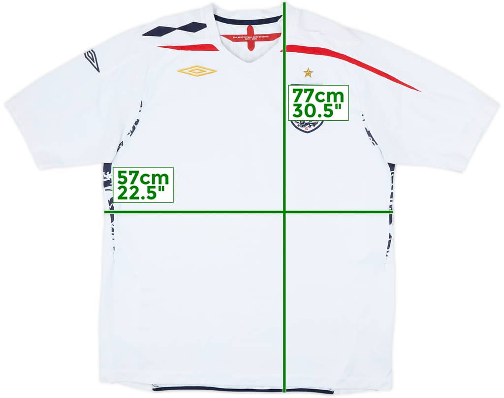 2007-09 England Home Shirt - 6/10 - (XL)