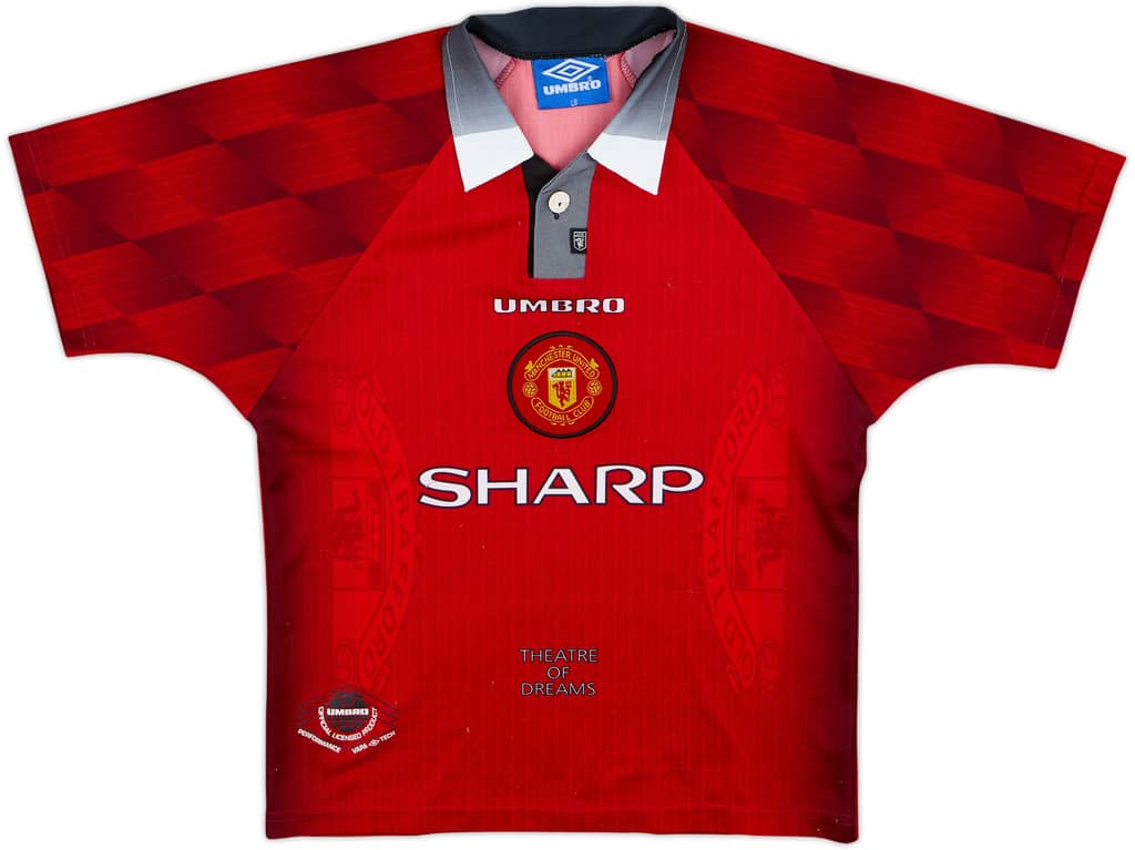 1996-98 Manchester United Home Shirt - 8/10 - (L.Boys)