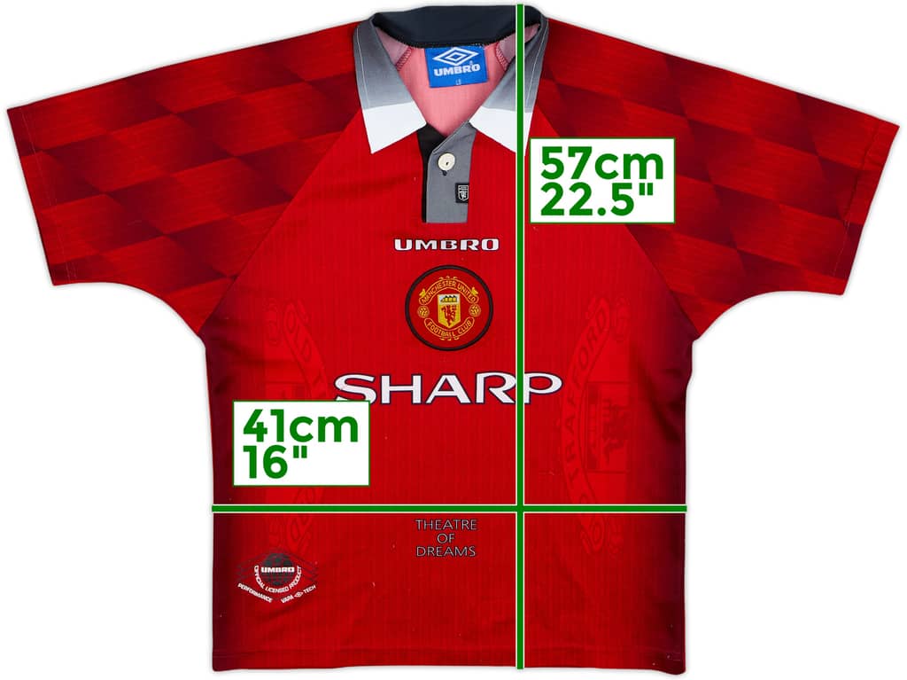 1996-98 Manchester United Home Shirt - 8/10 - (L.Boys)