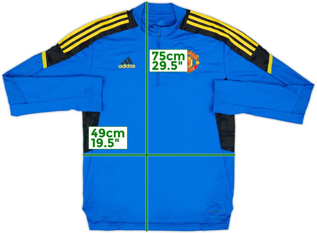 2021-22 Manchester United adidas 1/4 Zip Drill Top - 9/10 - (M)