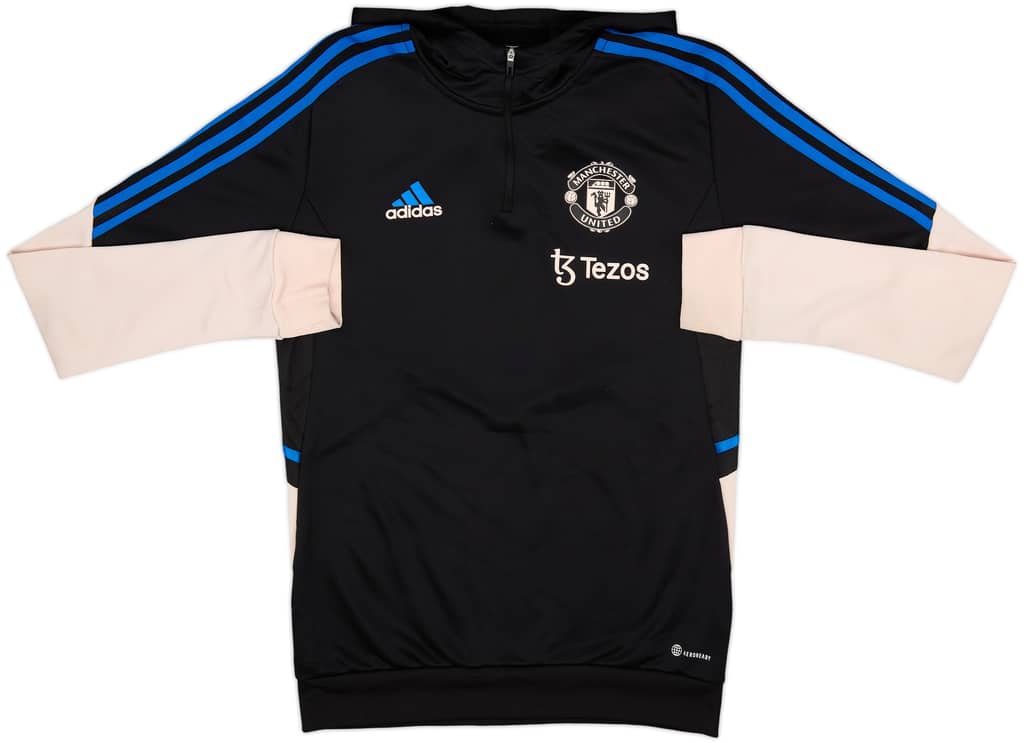 2022-23 Manchester United adidas 1/4 Zip Hooded Top - 7/10 - (L)
