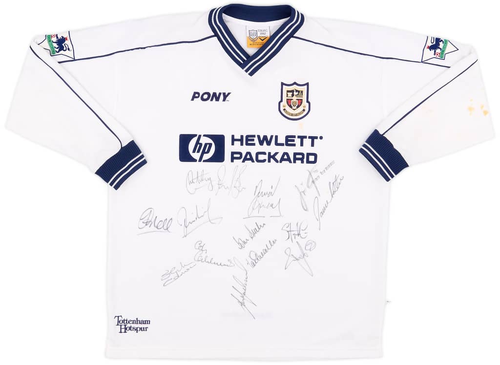 1997-98 Tottenham Match Issue Squad Signed Home L/S Shirt Edinburgh #3