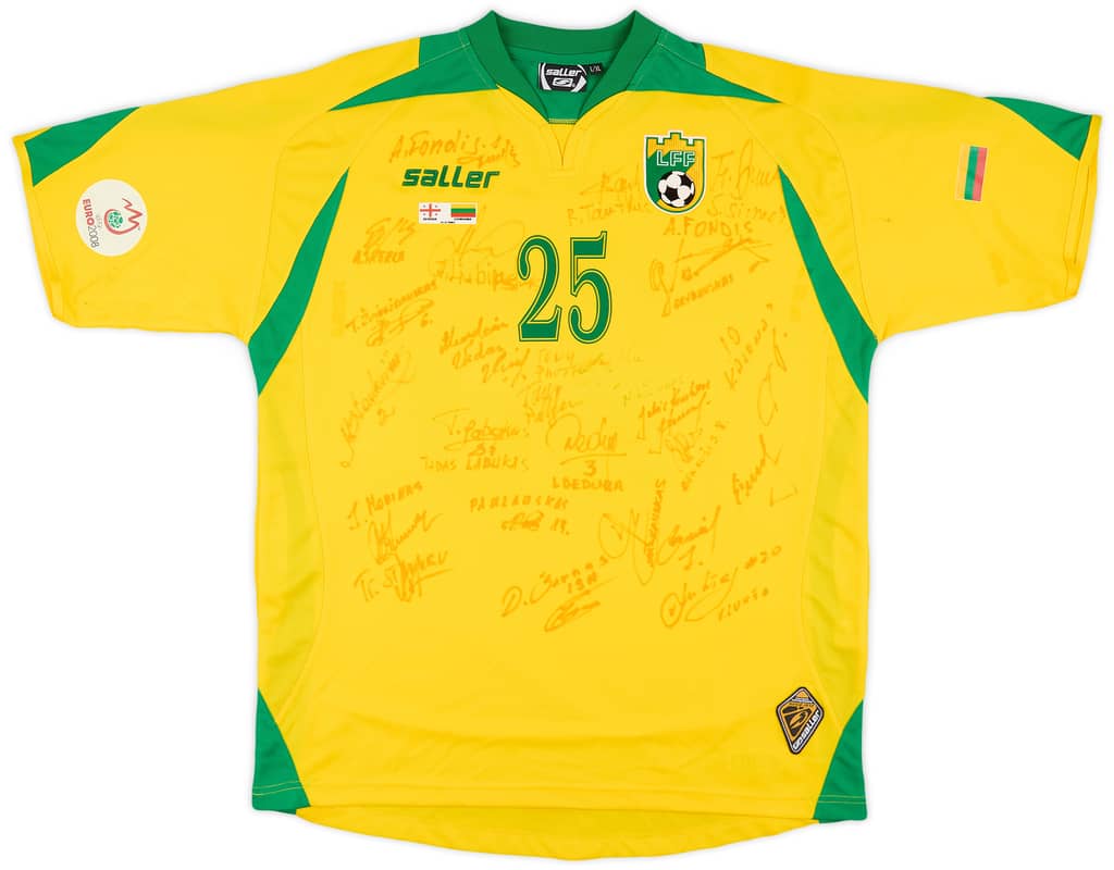 2007 Lithuania Match Issue Squad Signed Home Shirt #25