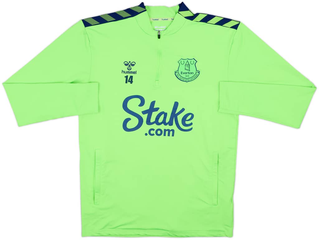 2022-23 Everton Player Issue Hummel 1/4 Zip Drill Top #14 - 8/10 - (S)