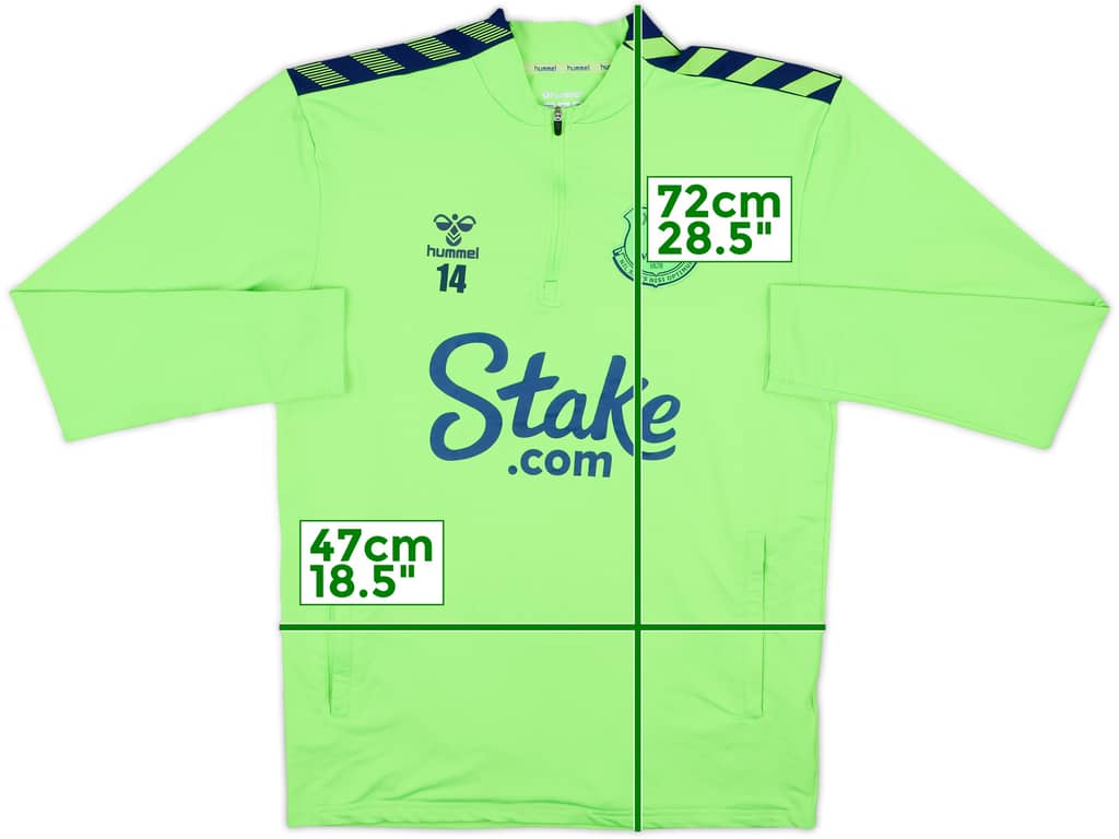 2022-23 Everton Player Issue Hummel 1/4 Zip Drill Top #14 - 8/10 - (S)