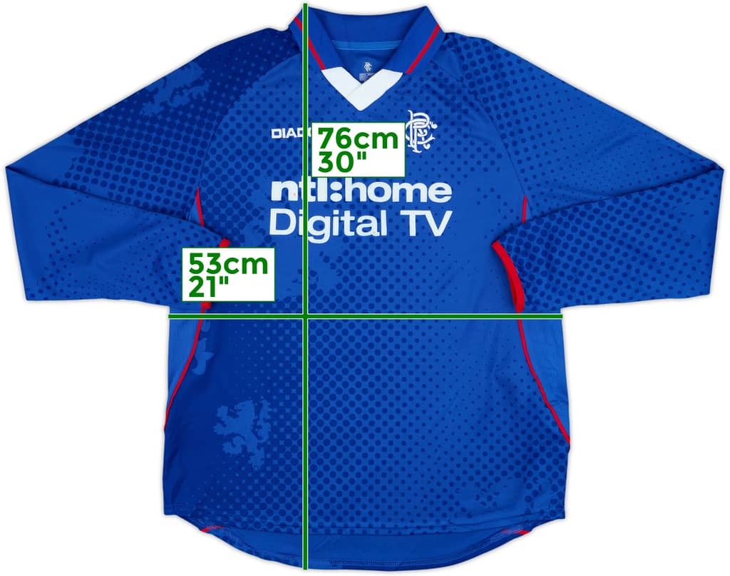 2002-03 Rangers Home L/S Shirt - 8/10 - (M)