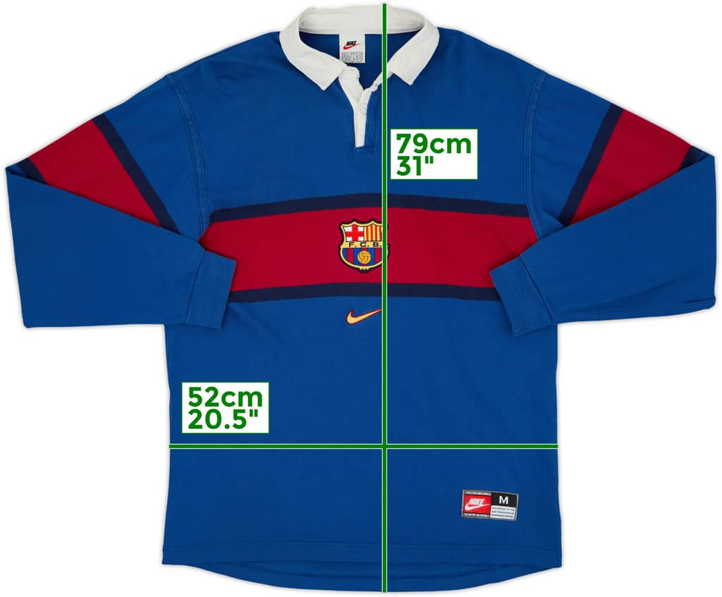 1998-99 Barcelona Nike Rugby Polo L/S Shirt - 9/10 - (M)