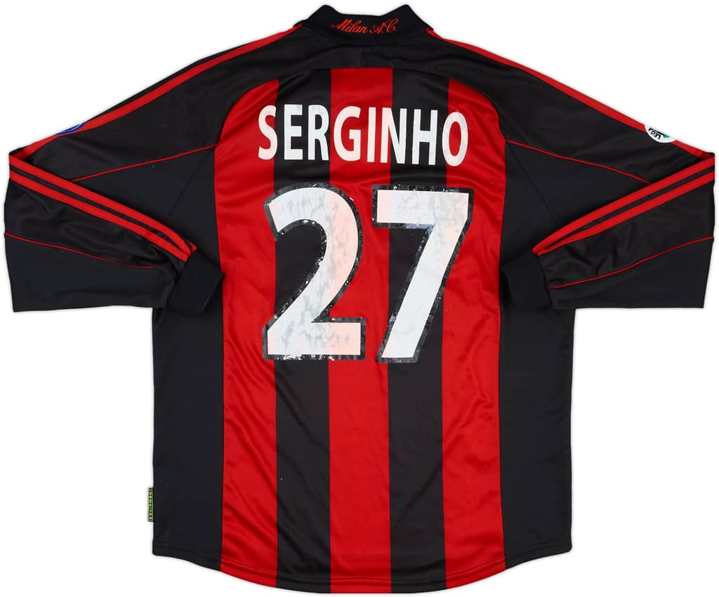 2000-01 AC Milan Match Issue Home L/S Shirt Serginho #27