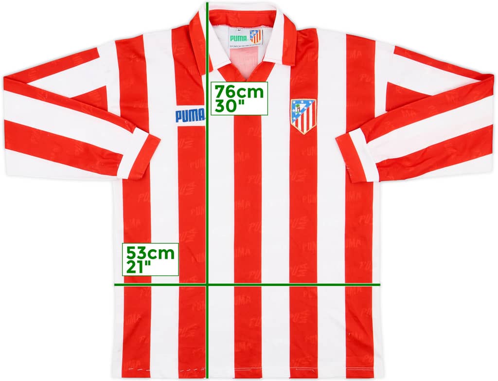1992-93 Atletico Madrid Home L/S Shirt - 6/10 - (M)