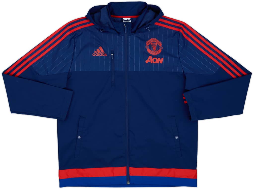 2015-16 Manchester United adidas Hooded Rain Jacket - 9/10 - (L)