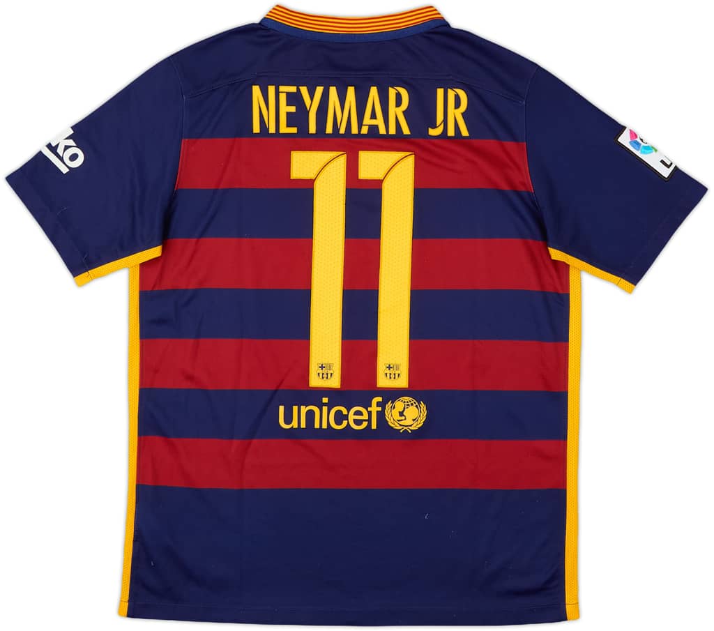 2015-16 Barcelona Home Shirt Neymar Jr #11 - 8/10 - (XL.Boys)