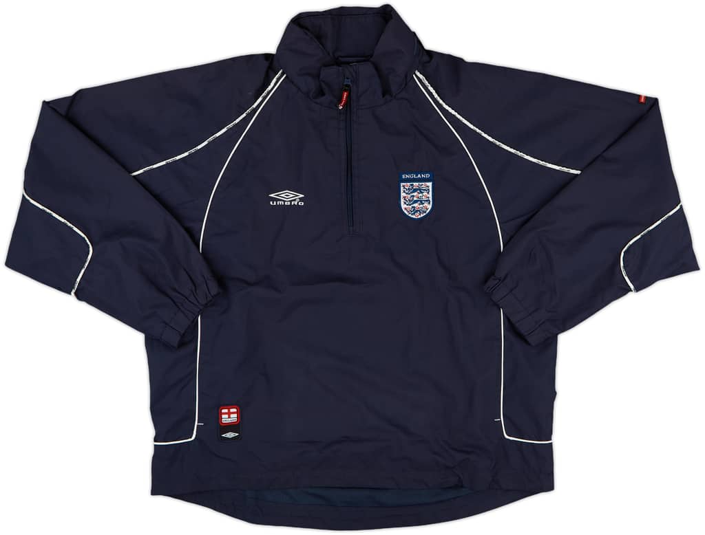 2004-06 England Umbro 1/4 Zip Hooded Rain Jacket - 8/10 - (S)