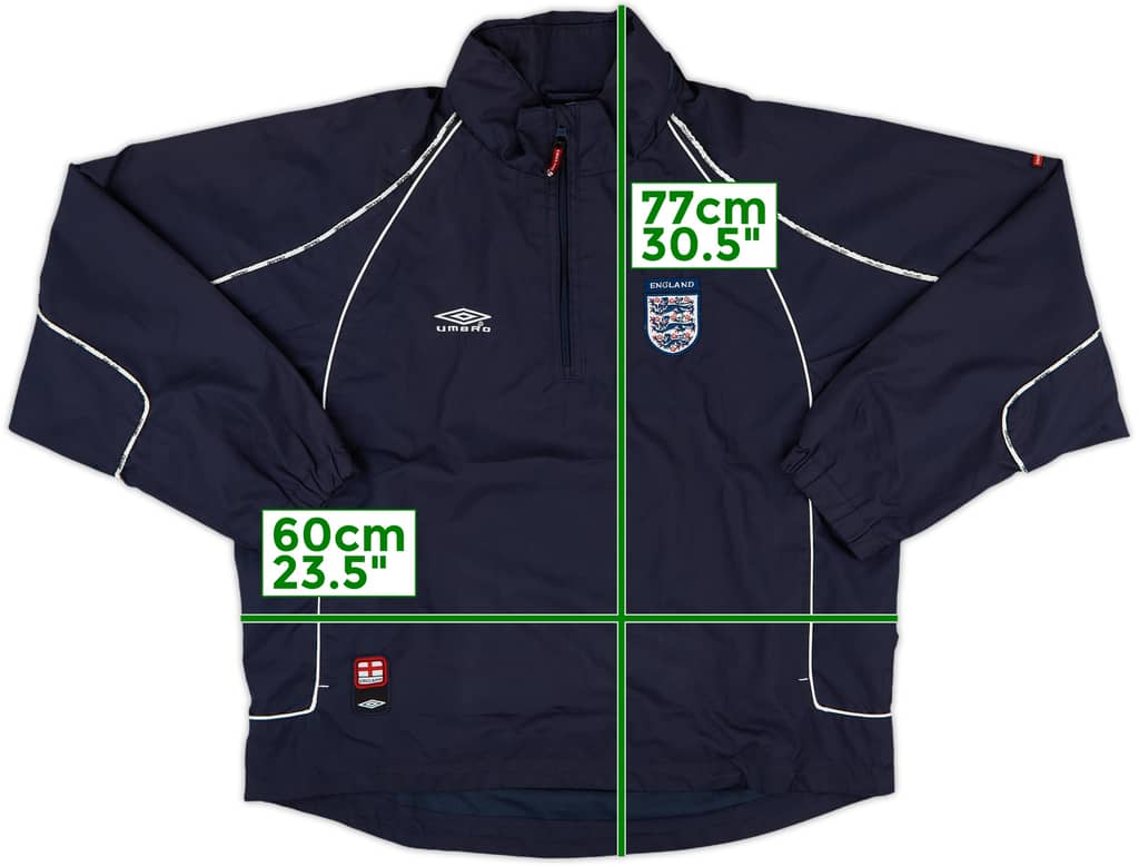 2004-06 England Umbro 1/4 Zip Hooded Rain Jacket - 8/10 - (S)