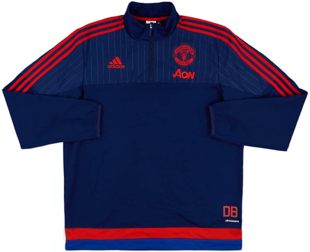 2015-16 Manchester United adidas Staff Issue 1/4 Zip Training Top DB - 8/10 - (XL)