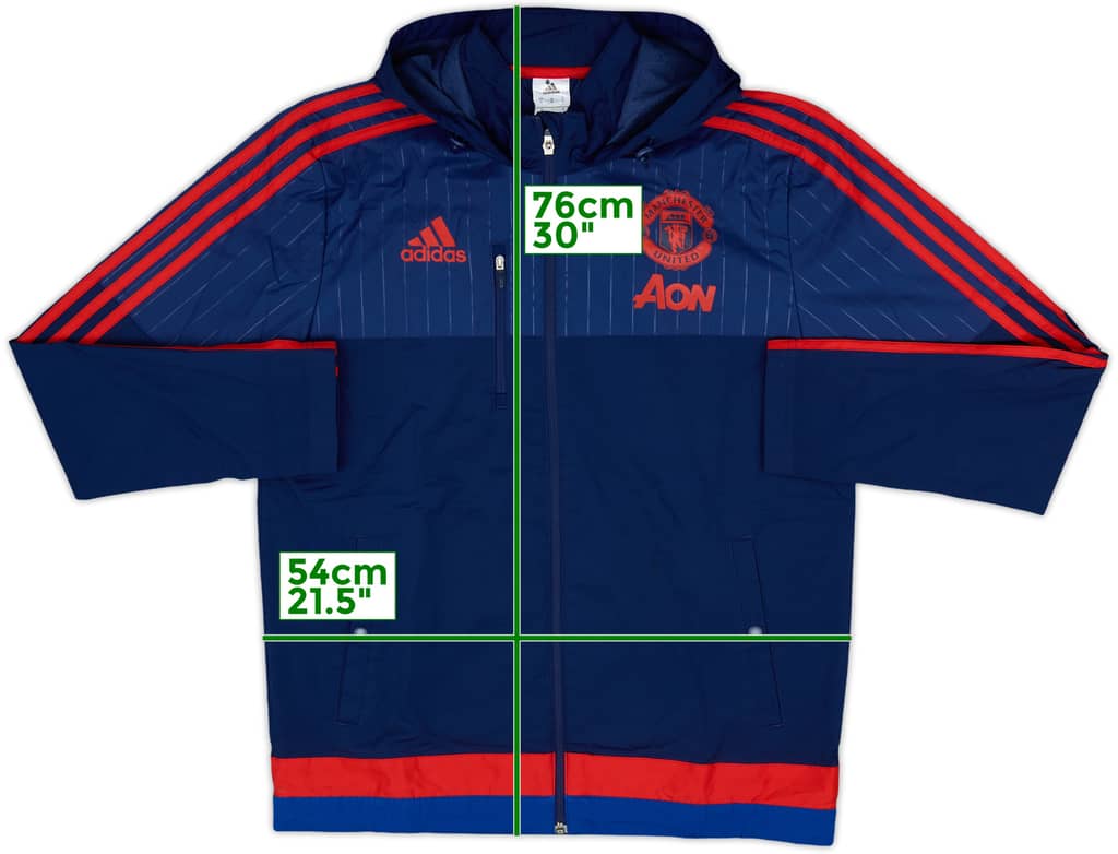 2015-16 Manchester United adidas Hooded Rain Jacket - 8/10 - (M)