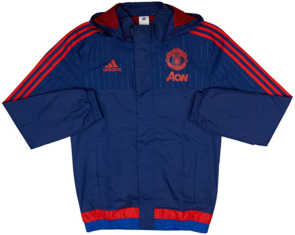2015-16 Manchester United adidas Hooded Rain Jacket - 8/10 - (S)