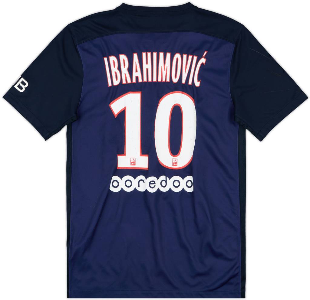 2015-16 Paris Saint-Germain Home Shirt Ibrahimovic #10 - 6/10 - (S)