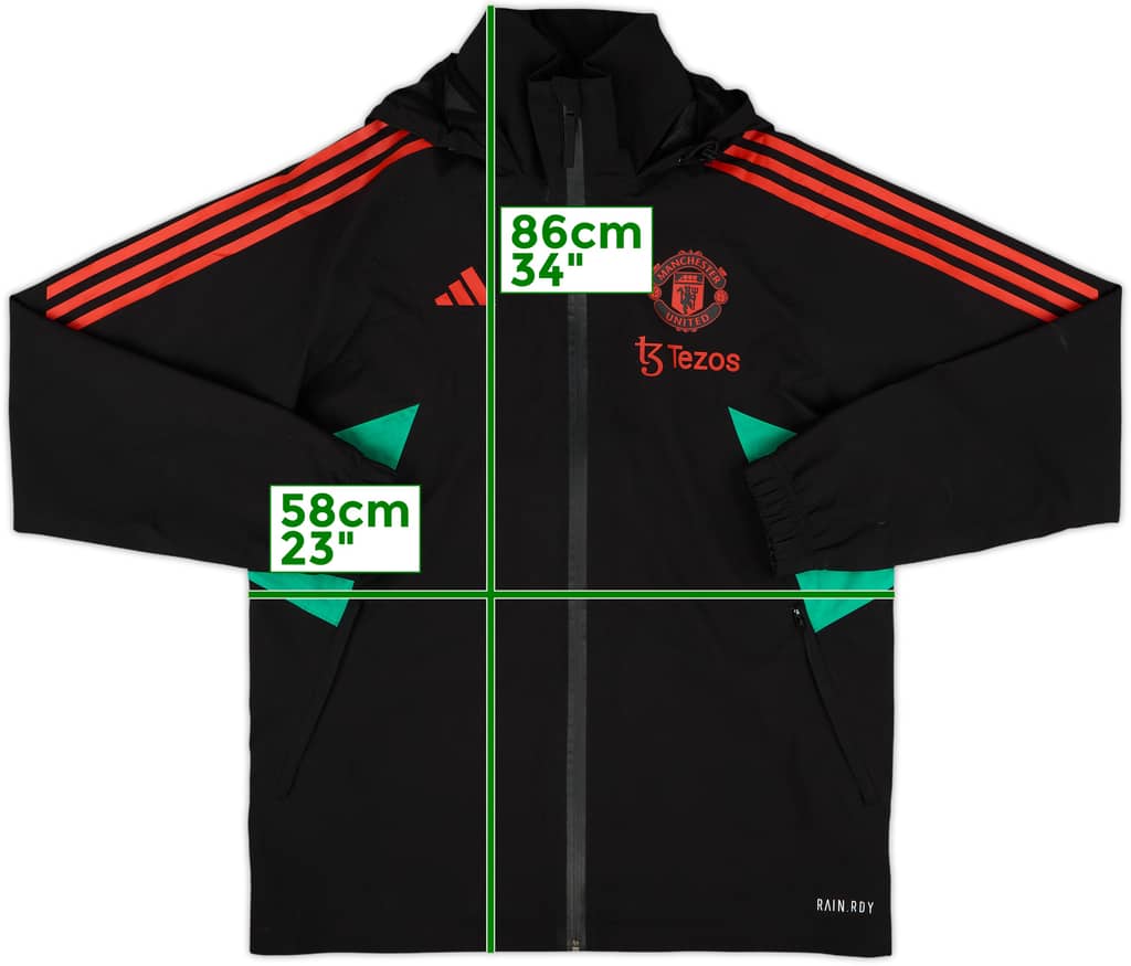 2023-24 Manchester United adidas Hooded Rain Jacket - 9/10 - (M)