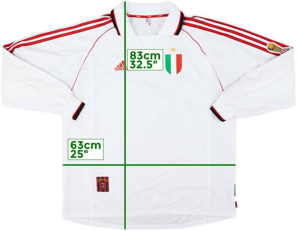 1999-00 AC Milan Player Issue Centenary Away L/S Shirt - 7/10 - (XL)