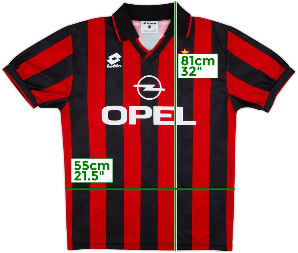 1994-95 AC Milan Basic Home Shirt - 9/10 - (L)
