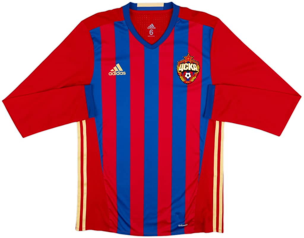 2016-17 CSKA Moscow Player Issue Home L/S Shirt - 8/10 - (M)