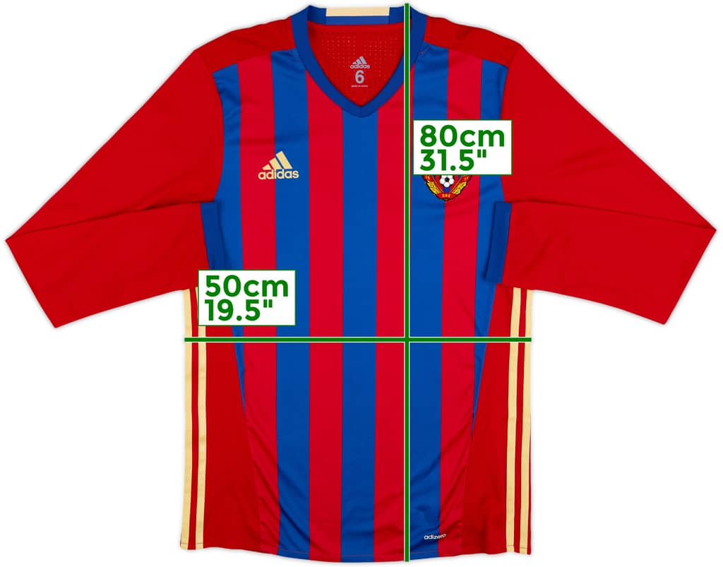 2016-17 CSKA Moscow Player Issue Home L/S Shirt - 8/10 - (M)