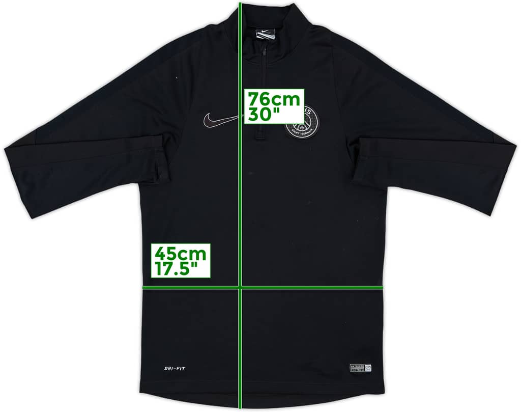 2015-16 Paris Saint-Germain Nike 1/4 Zip Drill Top - 8/10 - (S)