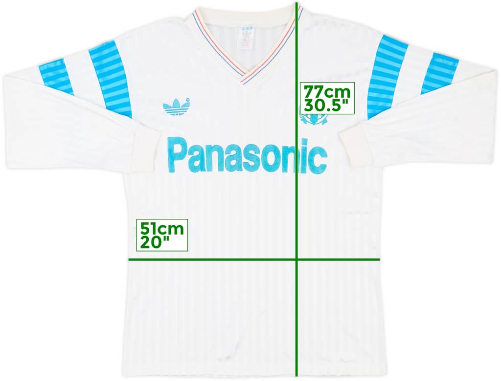 1990-91 Olympique Marseille Home L/S Shirt - 9/10 - (L)