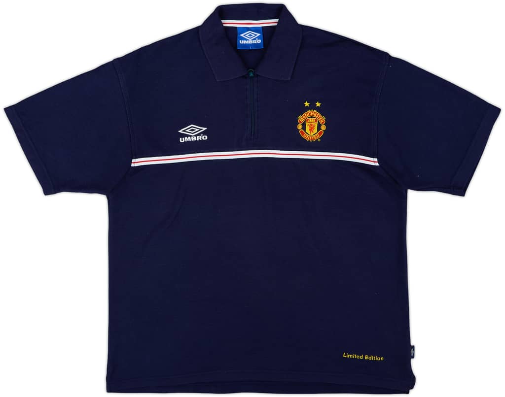 1999-00 Manchester United Umbro 1/4 Zip Polo Shirt - 8/10 - (L)