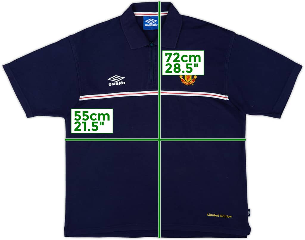 1999-00 Manchester United Umbro 1/4 Zip Polo Shirt - 8/10 - (L)