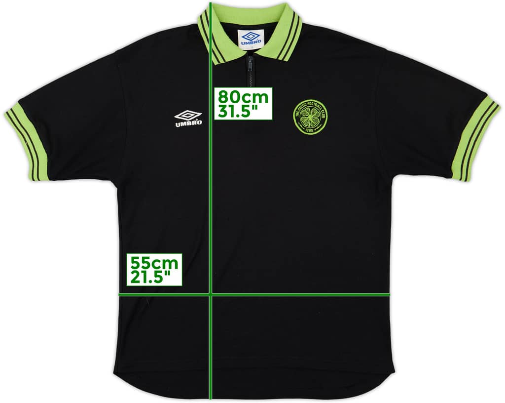 1998-99 Celtic Umbro 1/4 Zip Polo Shirt - 8/10 - (M)
