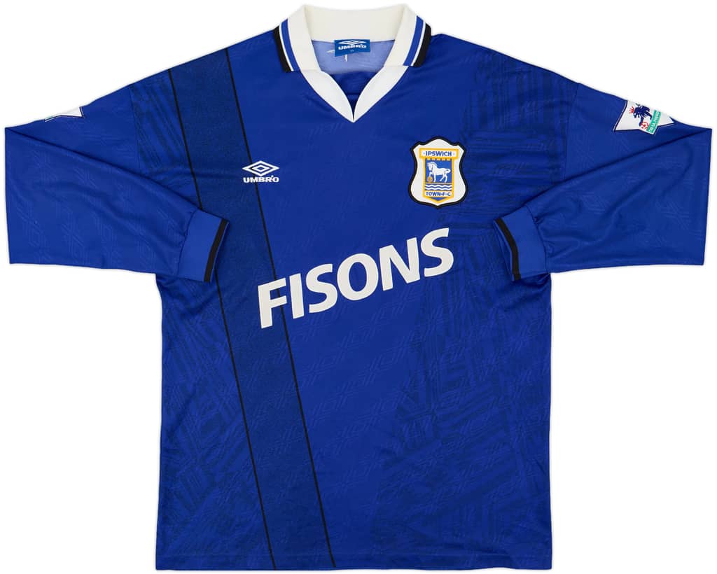 1994-95 Ipswich Town Player Issue Home L/S Shirt - 8/10 - (XL)