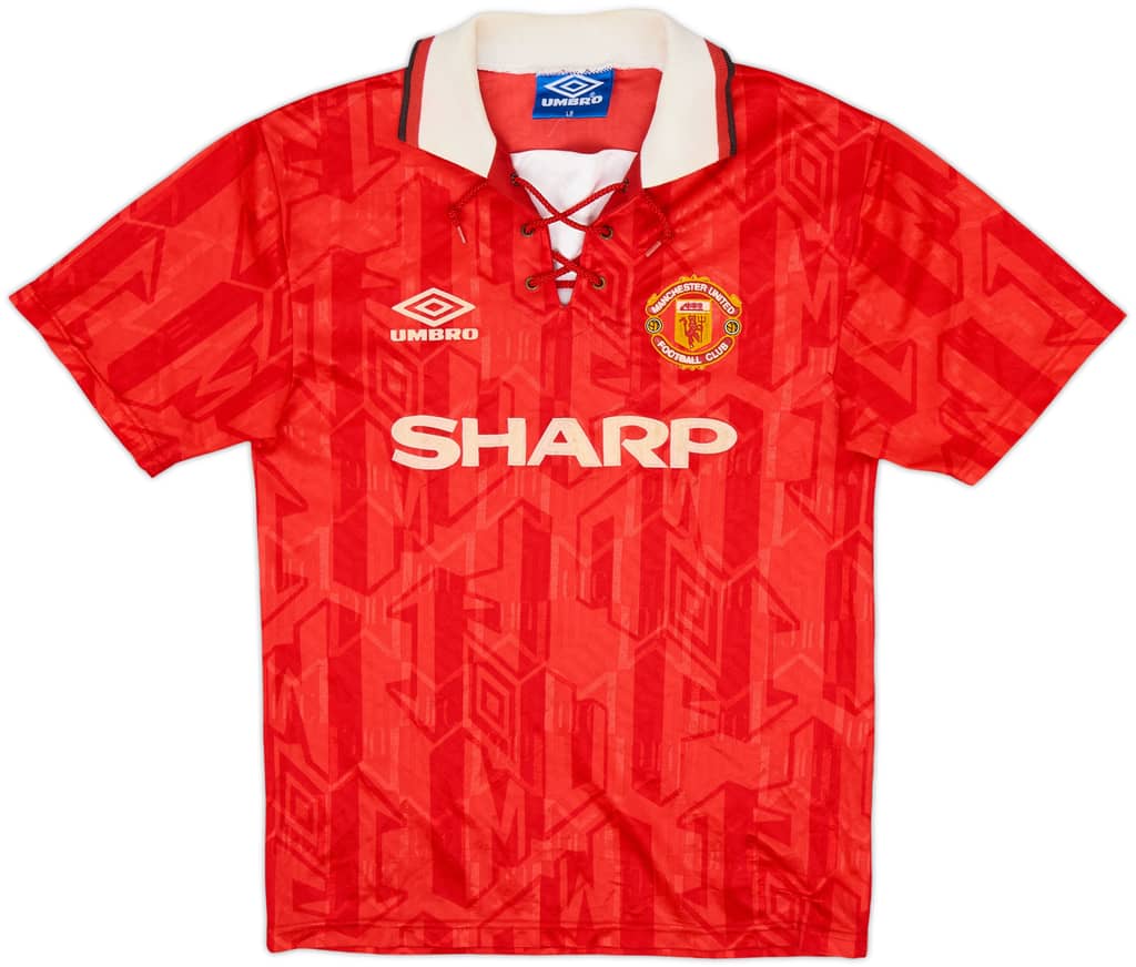 1992-94 Manchester United Home Shirt - 8/10 - (L.Boys)