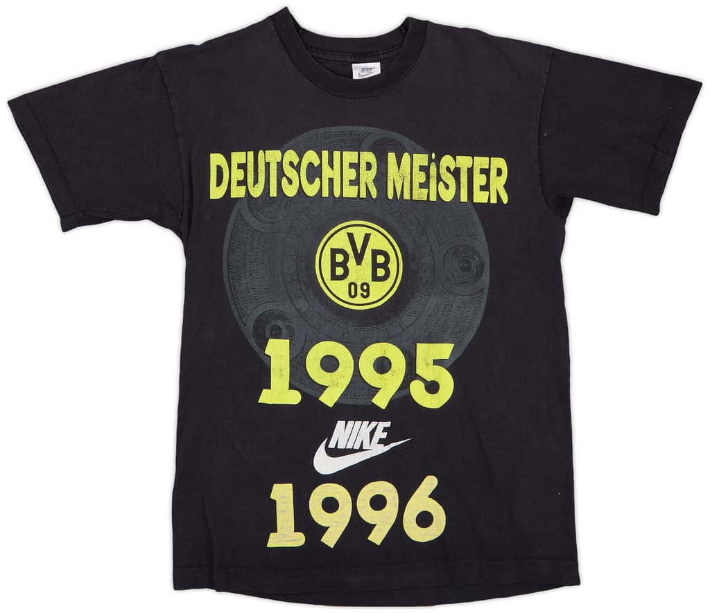 1995-96 Borussia Dortmund Nike 'Deutscher Meister 1995/96' Graphic Shirt - 7/10 - (S)