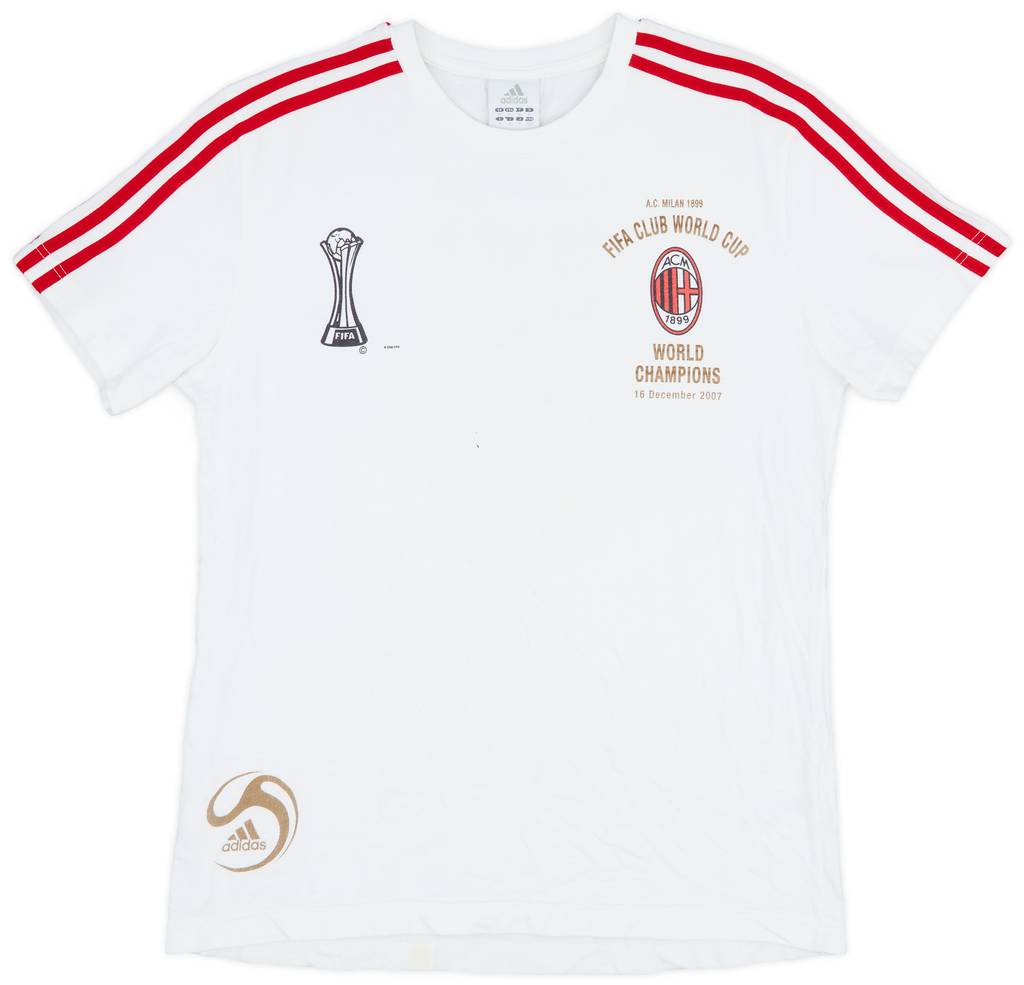 2007-08 AC Milan adidas 'FIFA Club World Cup World Champions' Cotton Tee - 9/10 - (M)