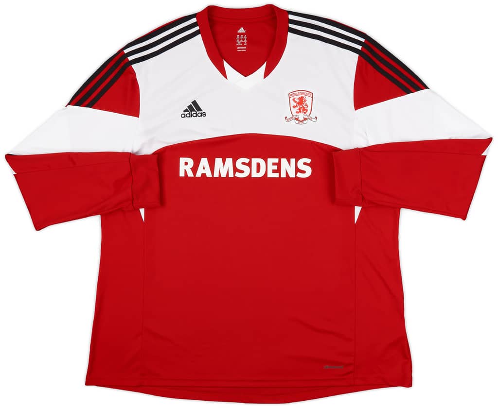 2013-14 Middlesbrough Home L/S Shirt - 7/10 - (XXL)