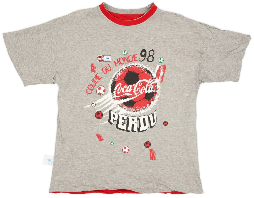 1998 France 98 Coca Cola 'Coupe Du Monde' Reversible Graphic Tee - 9/10 - (XL)