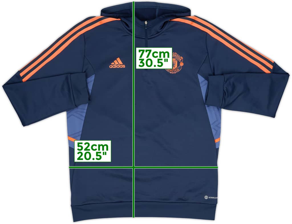 2022-23 Manchester United adidas 1/4 Zip Hooded Top - 8/10 - (L)