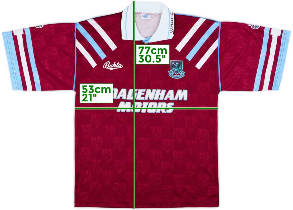 1991-92 West Ham Home Shirt - 8/10 - (L)