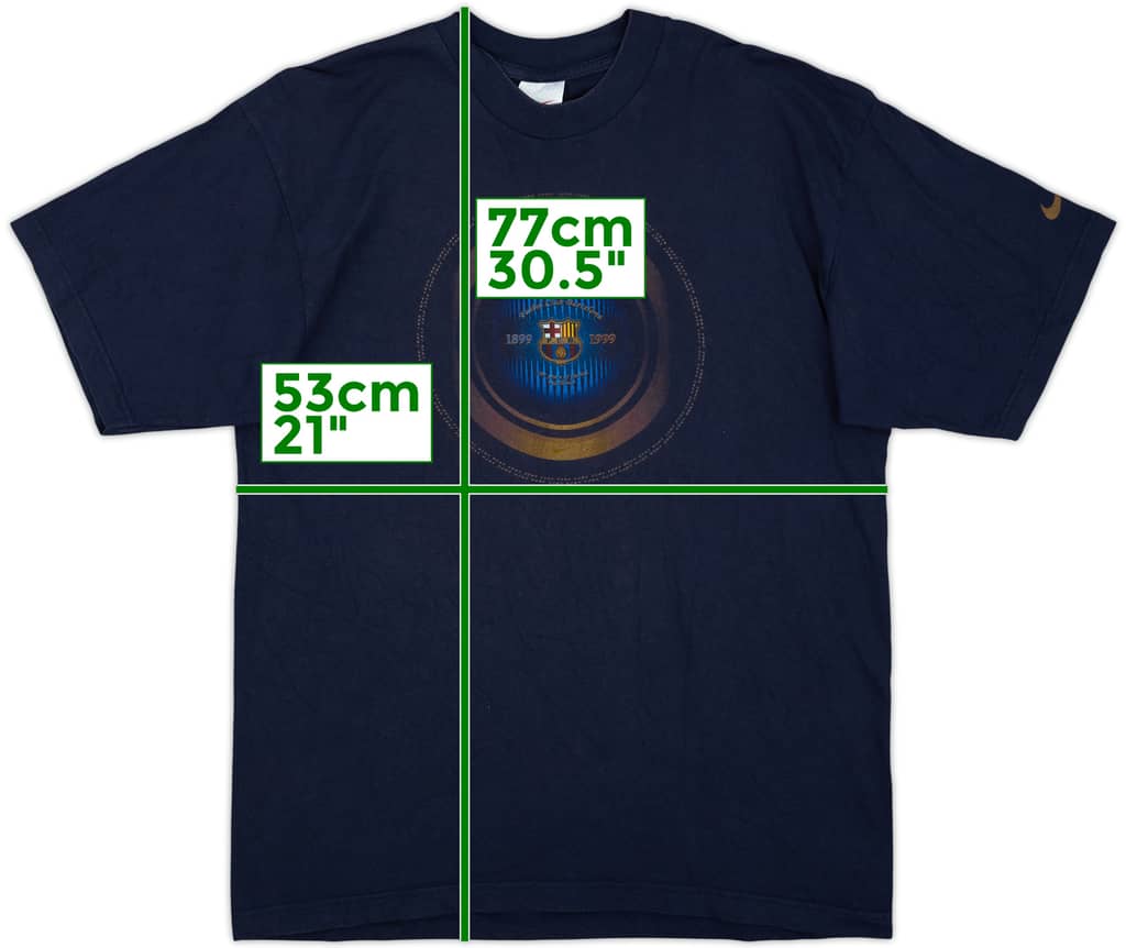 1999-00 Barcelona Nike Centenary Grahpic Tee - 7/10 - (M)