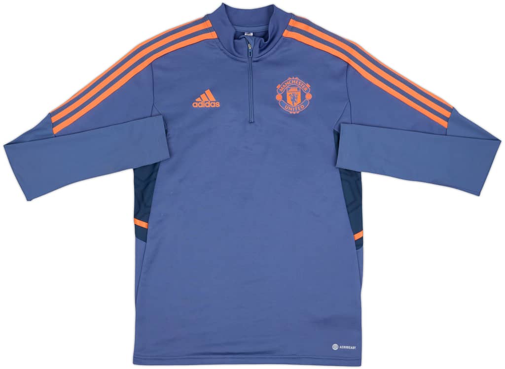 2022-23 Manchester United adidas 1/4 Zip Drill Top - 9/10 - (S)