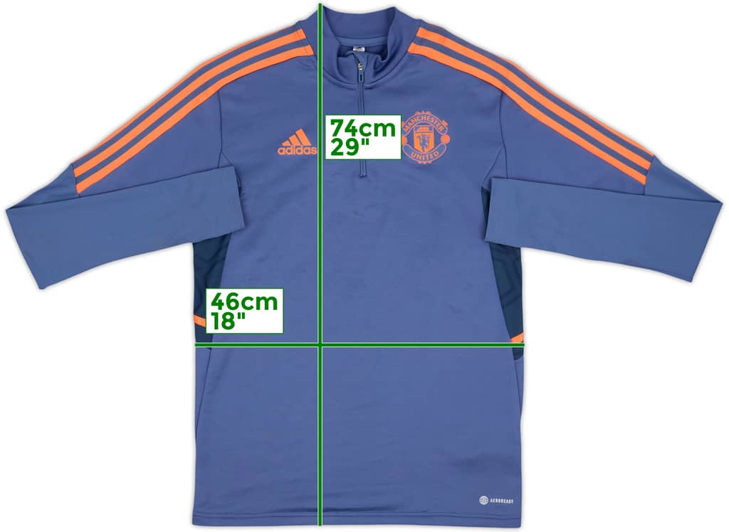 2022-23 Manchester United adidas 1/4 Zip Drill Top - 9/10 - (S)