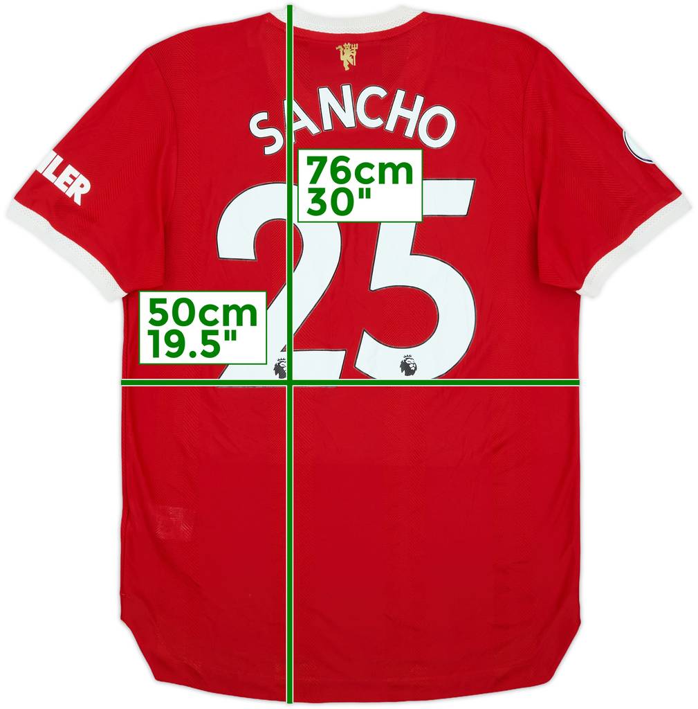 2021-22 Manchester United Authentic Home Shirt Sancho #25 - 8/10 - (M)