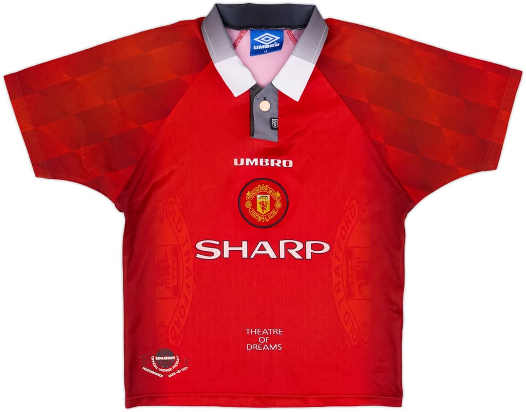 1996-98 Manchester United Home Shirt - 8/10 - (L.Boys)